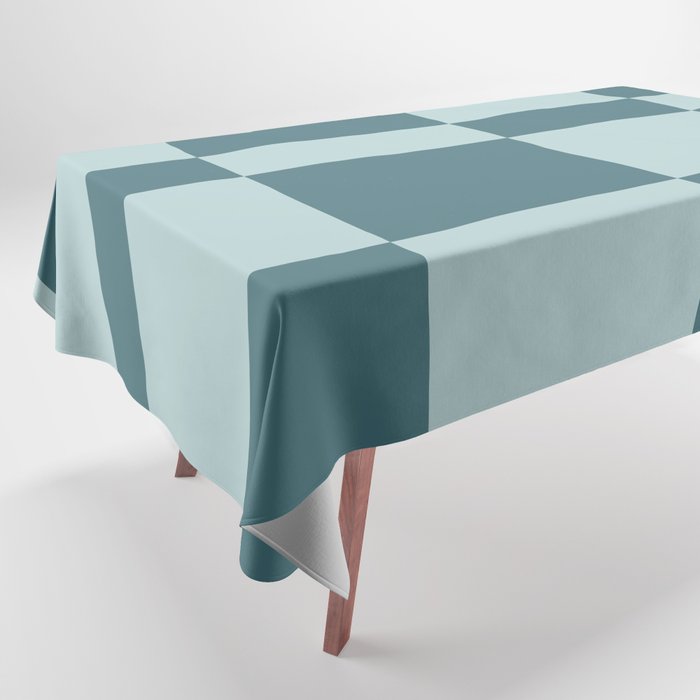 Checkered Multi Check Variable Checked Pattern in Teal Tablecloth Gallery Image 1