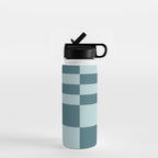 Checkered Multi Check Variable Checked Pattern in Teal Water Bottle Gallery Image 1