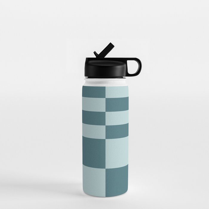 Checkered Multi Check Variable Checked Pattern in Teal Water Bottle Gallery Image 1