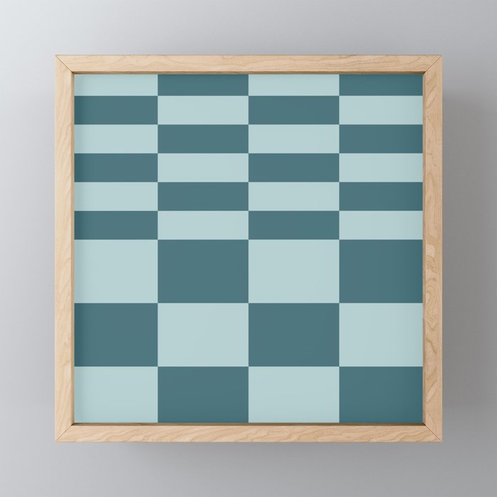 Checkered Multi Check Variable Checked Pattern in Teal Mini Art Print Gallery Image 1