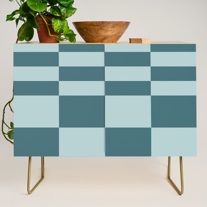 Checkered Multi Check Variable Checked Pattern in Teal Credenza Gallery Image 1