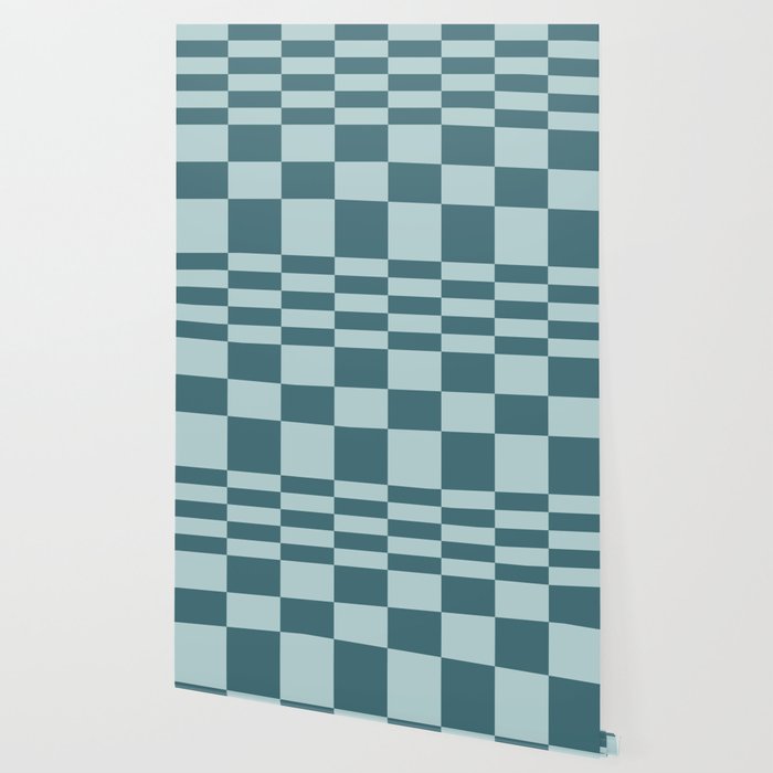Checkered Multi Check Variable Checked Pattern in Teal Wallpaper Gallery Image 2