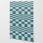 Checkered Multi Check Variable Checked Pattern in Teal Wallpaper Gallery Image 2