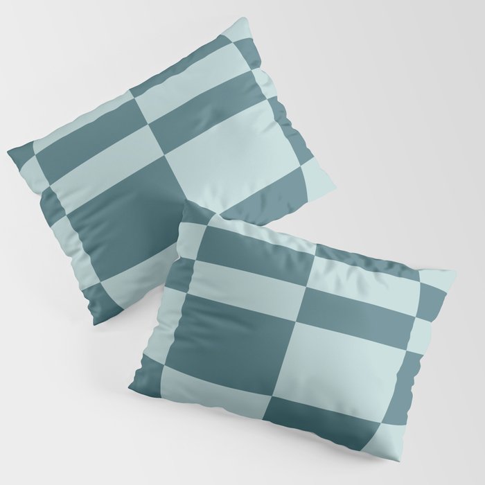 Checkered Multi Check Variable Checked Pattern in Teal Pillow Sham Gallery Image 3