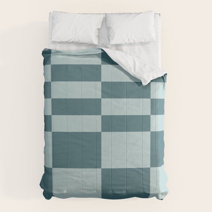 Checkered Multi Check Variable Checked Pattern in Teal Comforter Gallery Image 6