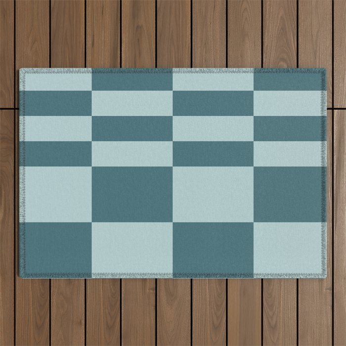 Checkered Multi Check Variable Checked Pattern in Teal Outdoor Rug Gallery Image 1