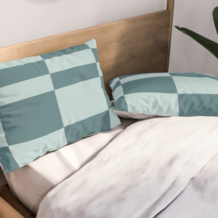 Checkered Multi Check Variable Checked Pattern in Teal Pillow Sham Gallery Image 2