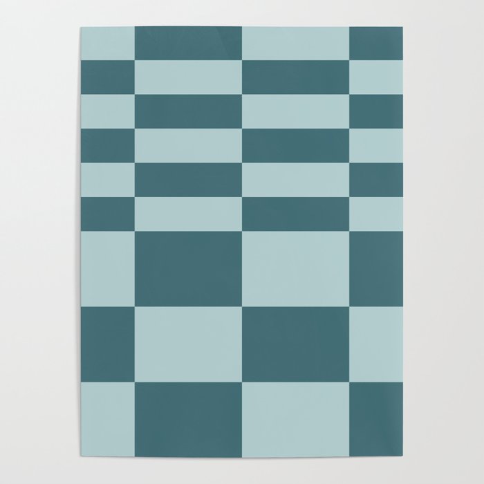 Checkered Multi Check Variable Checked Pattern in Teal Poster Gallery Image 4