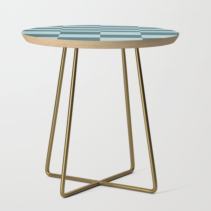 Checkered Multi Check Variable Checked Pattern in Teal Side Table Gallery Image 1