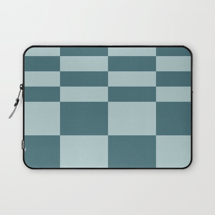 Checkered Multi Check Variable Checked Pattern in Teal Laptop Sleeve Gallery Image 1