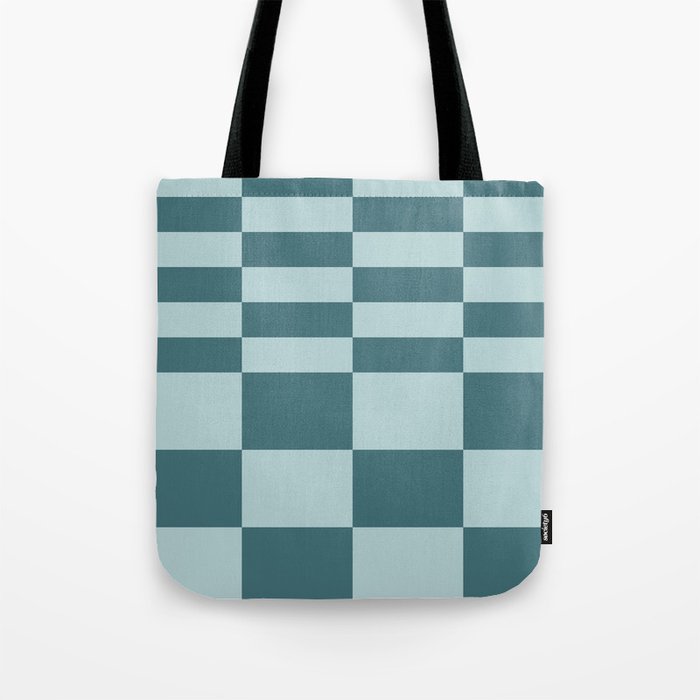 Checkered Multi Check Variable Checked Pattern in Teal Tote Bag Gallery Image 1