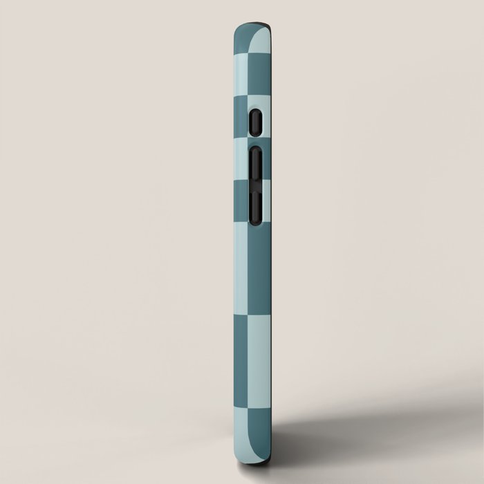 Checkered Multi Check Variable Checked Pattern in Teal iPhone Case Gallery Image 2