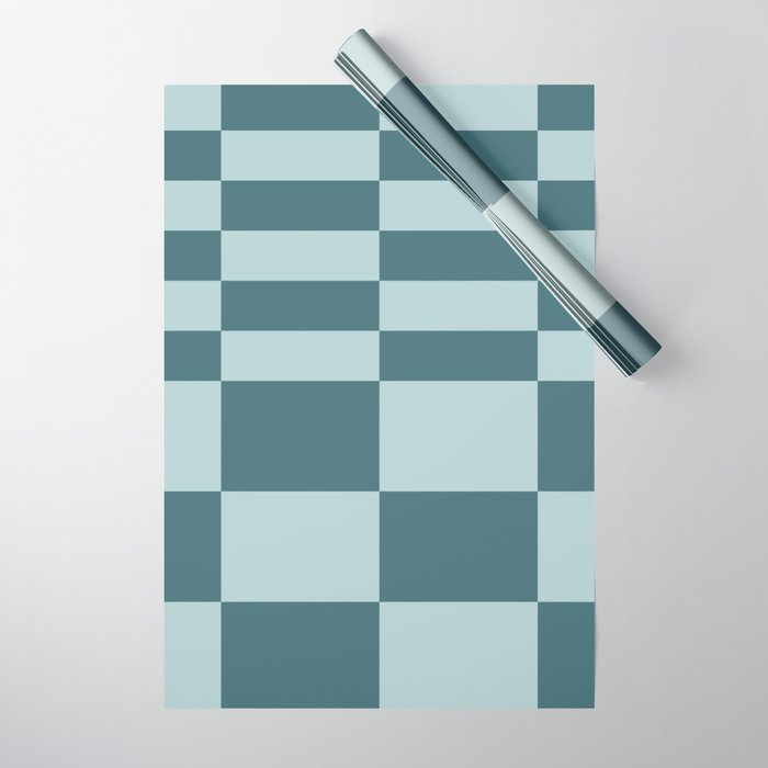 Checkered Multi Check Variable Checked Pattern in Teal Wrapping Paper Gallery Image 1