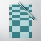 Checkered Multi Check Variable Checked Pattern in Teal Wrapping Paper Gallery Image 1