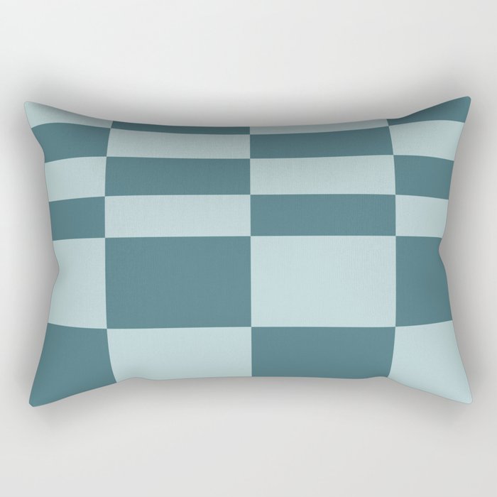 Checkered Multi Check Variable Checked Pattern in Teal Rectangular Pillow Gallery Image 2