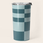 Checkered Multi Check Variable Checked Pattern in Teal Travel Mug Gallery Image 2