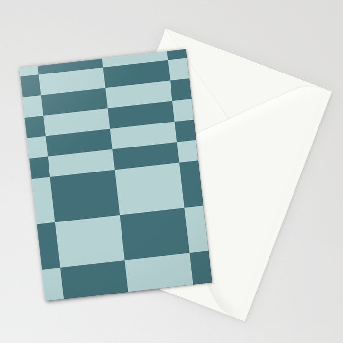 Checkered Multi Check Variable Checked Pattern in Teal Stationery Card Gallery Image 2