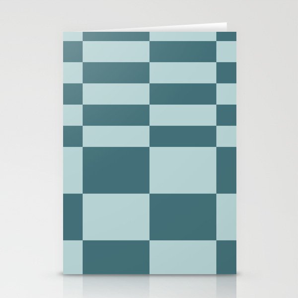 Checkered Multi Check Variable Checked Pattern in Teal Stationery Card Gallery Image 2