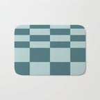 Checkered Multi Check Variable Checked Pattern in Teal Bath Mat Gallery Image 1