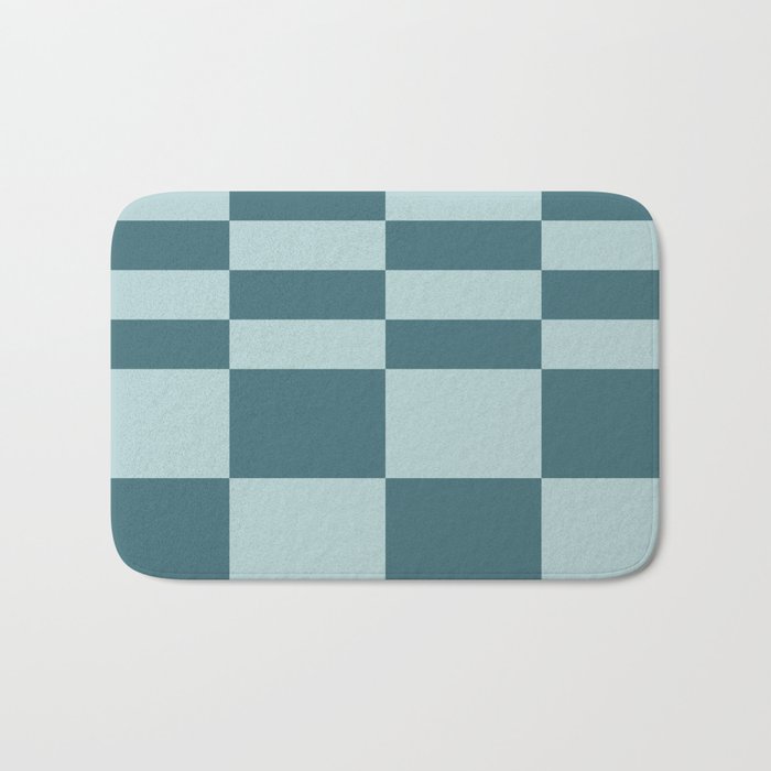Checkered Multi Check Variable Checked Pattern in Teal Bath Mat Gallery Image 1