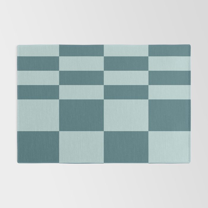 Checkered Multi Check Variable Checked Pattern in Teal Rug Gallery Image 2