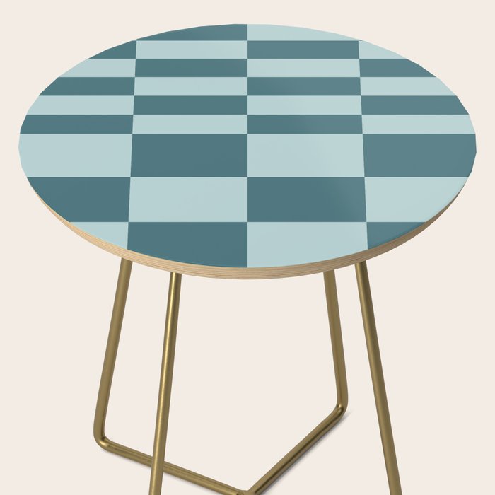 Checkered Multi Check Variable Checked Pattern in Teal Side Table Gallery Image 2