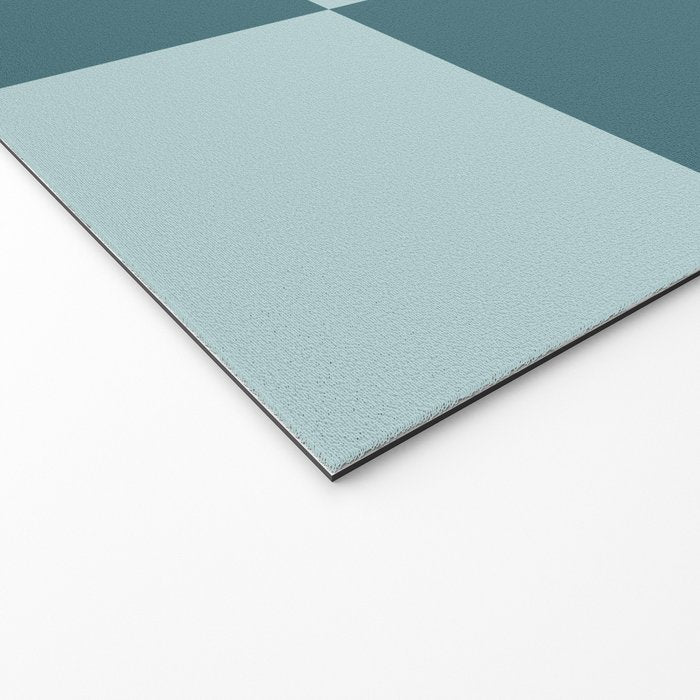 Checkered Multi Check Variable Checked Pattern in Teal Welcome Mat Gallery Image 2