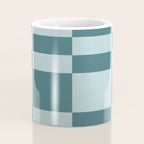 Checkered Multi Check Variable Checked Pattern in Teal Coffee Mug Gallery Image 4