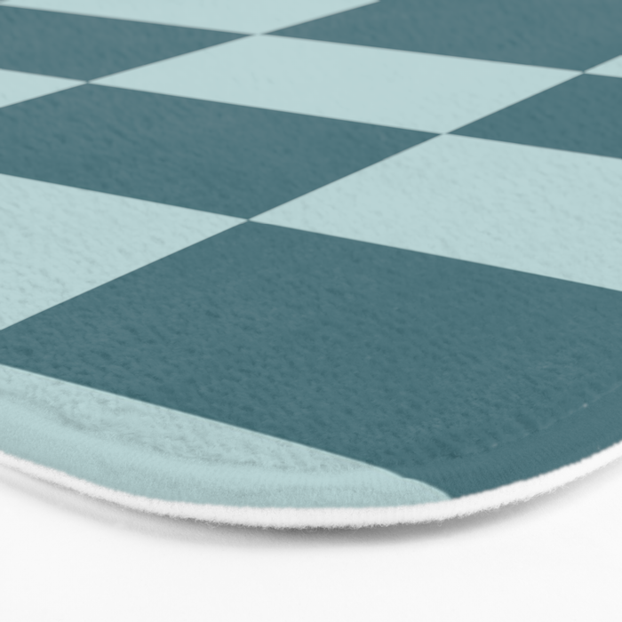 Checkered Multi Check Variable Checked Pattern in Teal Bath Mat Gallery Image 3