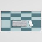 Checkered Multi Check Variable Checked Pattern in Teal Desk Mat Gallery Image 1