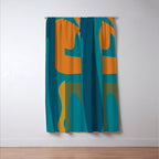 Mid Century Modern Abstract Kwaito Pattern in Moroccan Teal Orange Olive Window Curtain Gallery Image 3