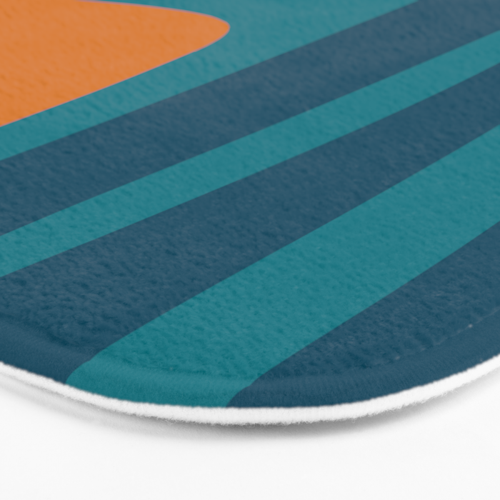 Mid Century Modern Abstract Kwaito Pattern in Moroccan Teal Orange Olive Bath Mat Gallery Image 3