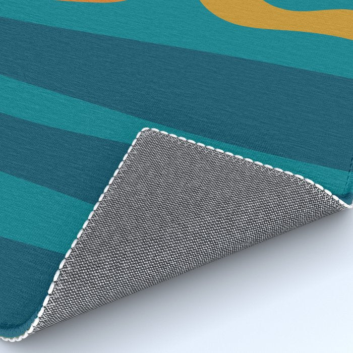 Mid Century Modern Abstract Kwaito Pattern in Moroccan Teal Orange Olive Rug Gallery Image 4