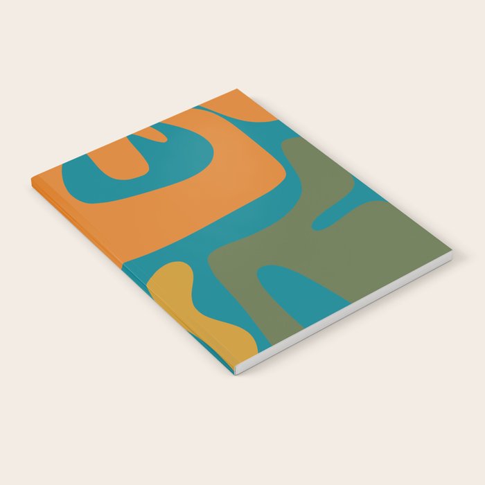 Mid Century Modern Abstract Kwaito Pattern in Moroccan Teal Orange Olive Notebook Gallery Image 2