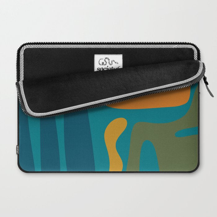 Mid Century Modern Abstract Kwaito Pattern in Moroccan Teal Orange Olive Laptop Sleeve Gallery Image 2