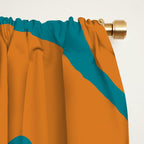 Mid Century Modern Abstract Kwaito Pattern in Moroccan Teal Orange Olive Window Curtain Gallery Image 2