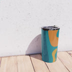 Mid Century Modern Abstract Kwaito Pattern in Moroccan Teal Orange Olive Travel Mug Gallery Image 4