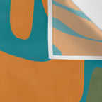 Mid Century Modern Abstract Kwaito Pattern in Moroccan Teal Orange Olive Wall Tapestry Gallery Image 3