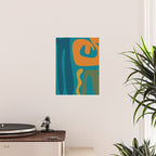 Mid Century Modern Abstract Kwaito Pattern in Moroccan Teal Orange Olive Poster Gallery Image 2