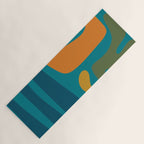 Mid Century Modern Abstract Kwaito Pattern in Moroccan Teal Orange Olive Yoga Mat Gallery Image 1