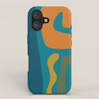 Mid Century Modern Abstract Kwaito Pattern in Moroccan Teal Orange Olive iPhone Case Gallery Image 1
