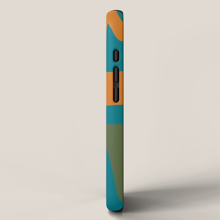 Mid Century Modern Abstract Kwaito Pattern in Moroccan Teal Orange Olive iPhone Case Gallery Image 2