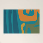 Mid Century Modern Abstract Kwaito Pattern in Moroccan Teal Orange Olive Welcome Mat Gallery Image 1