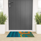 Mid Century Modern Abstract Kwaito Pattern in Moroccan Teal Orange Olive Welcome Mat Gallery Image 3