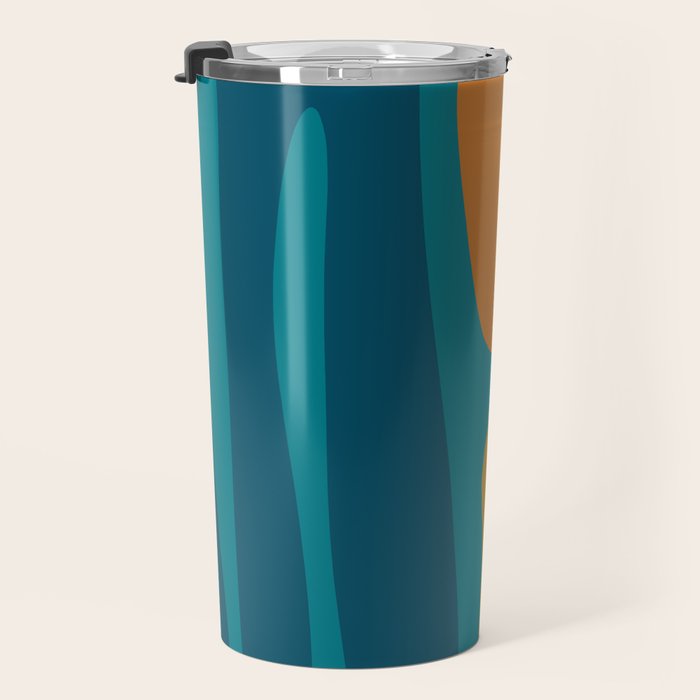Mid Century Modern Abstract Kwaito Pattern in Moroccan Teal Orange Olive Travel Mug Gallery Image 3