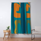 Mid Century Modern Abstract Kwaito Pattern in Moroccan Teal Orange Olive Window Curtain Gallery Image 5