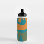 Mid Century Modern Abstract Kwaito Pattern in Moroccan Teal Orange Olive Water Bottle Gallery Image 2