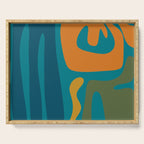 Mid Century Modern Abstract Kwaito Pattern in Moroccan Teal Orange Olive Serving Tray Gallery Image 1