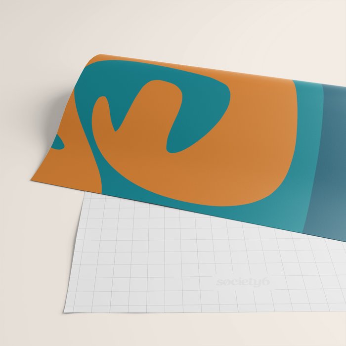 Mid Century Modern Abstract Kwaito Pattern in Moroccan Teal Orange Olive Wrapping Paper Gallery Image 2