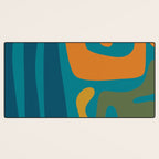 Mid Century Modern Abstract Kwaito Pattern in Moroccan Teal Orange Olive Desk Mat Gallery Image 3